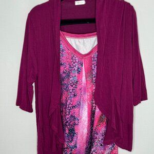 Tank Top with Cardigan Outfit 2X Pink & Purple